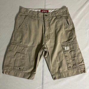 Vintage Y2K Levi's Mens Khaki High Rise Relaxed Fit Pocket Cargo Shorts Size 34